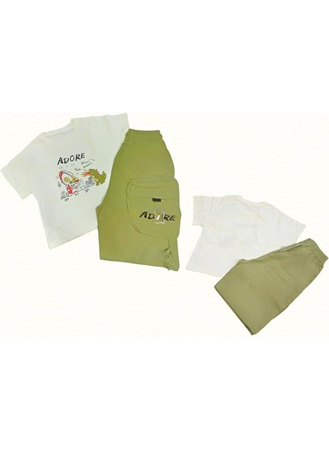 MINIIMODZ MINII MODZ Adore Print Boys Casual Dress Set – Shirt & Pant Set with Dinosaur Cartoon Print - Image 2